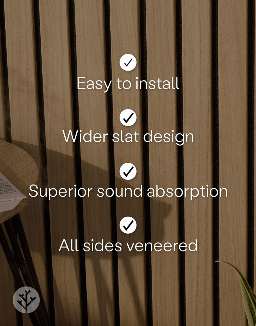 Slatpanel® Luxe American Oak Acoustic Wide Slat Wood Wall Panels