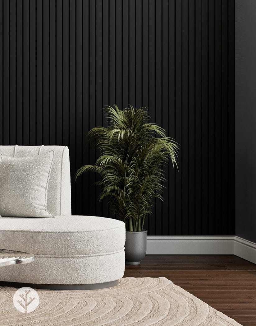 Slatpanel® Luxe Leather Black Wide Slat Wood Wall Panel