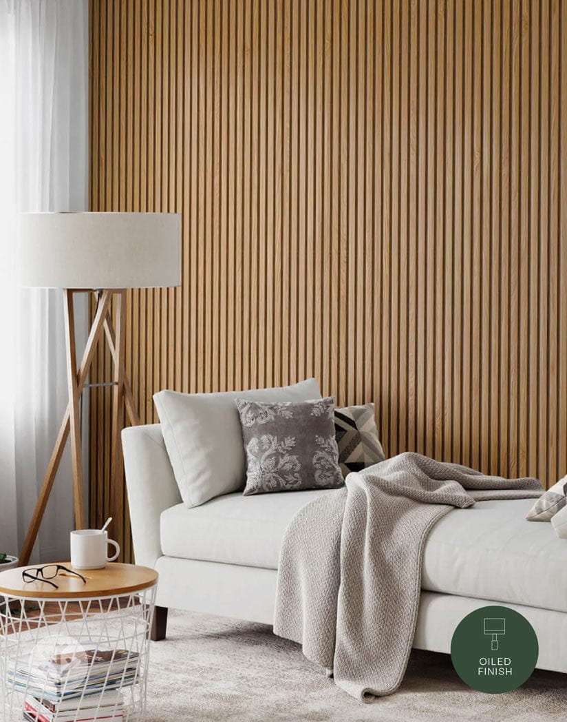 Luxury American Oak | Gray Felt | Acoustic Slat Wood Wall Panels | Original Slatpanel®