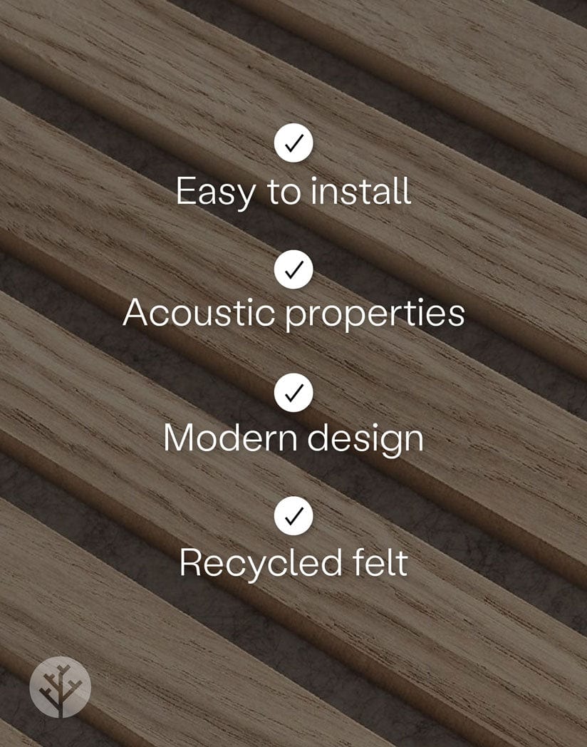 Luxury American Oak | Gray Felt | Acoustic Slat Wood Wall Panels | Original Slatpanel®