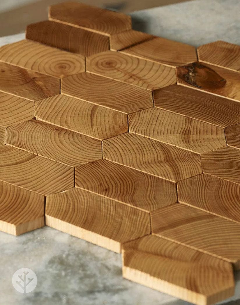 Geometrical Honeycomb Natural Wood Mosaic Wall Panels