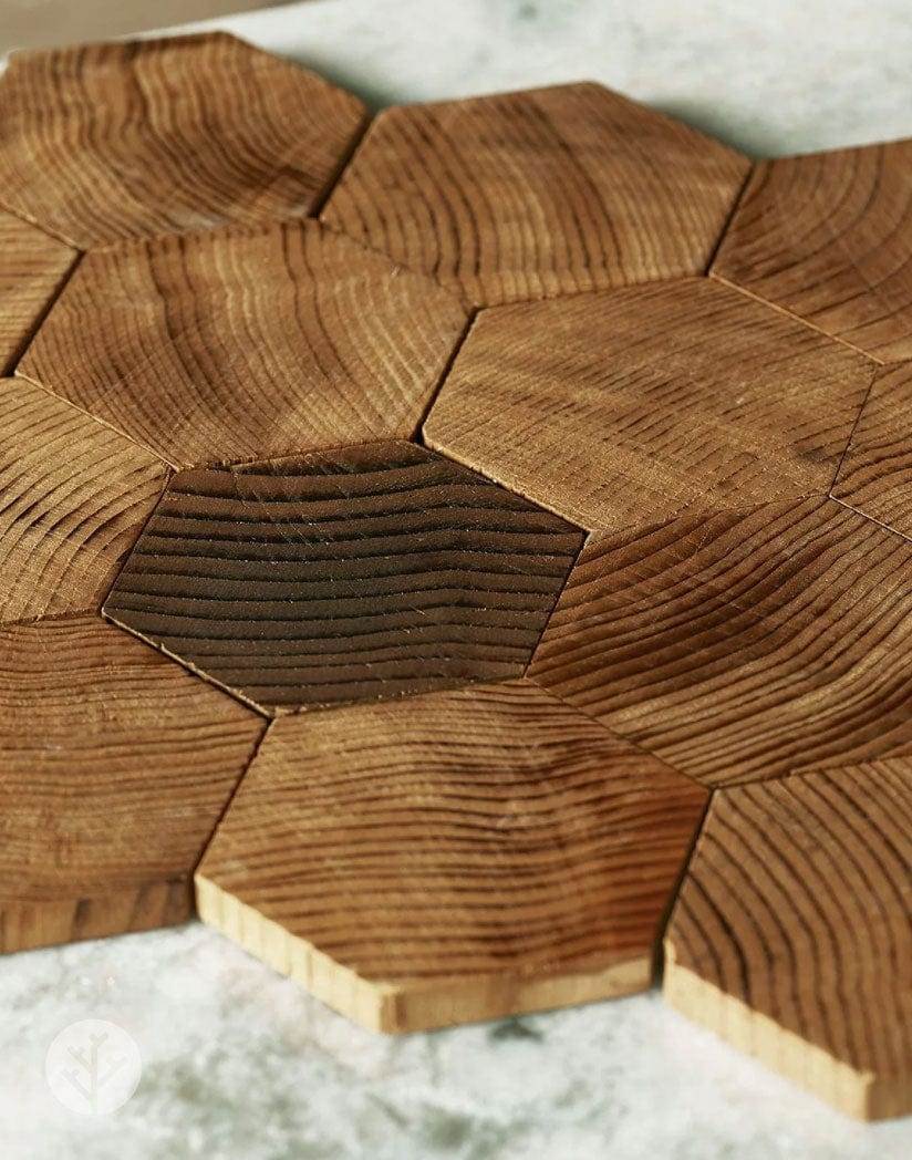 Geometrical Standard-Hex Natural Wood Mosaic Wall Panels