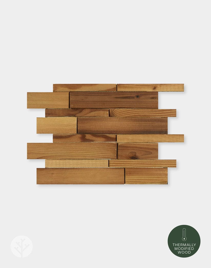 Stereo Linear Natural Wood Mosaic Wall Panels