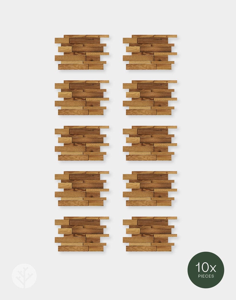 Stereo Linear Natural Wood Mosaic Wall Panels
