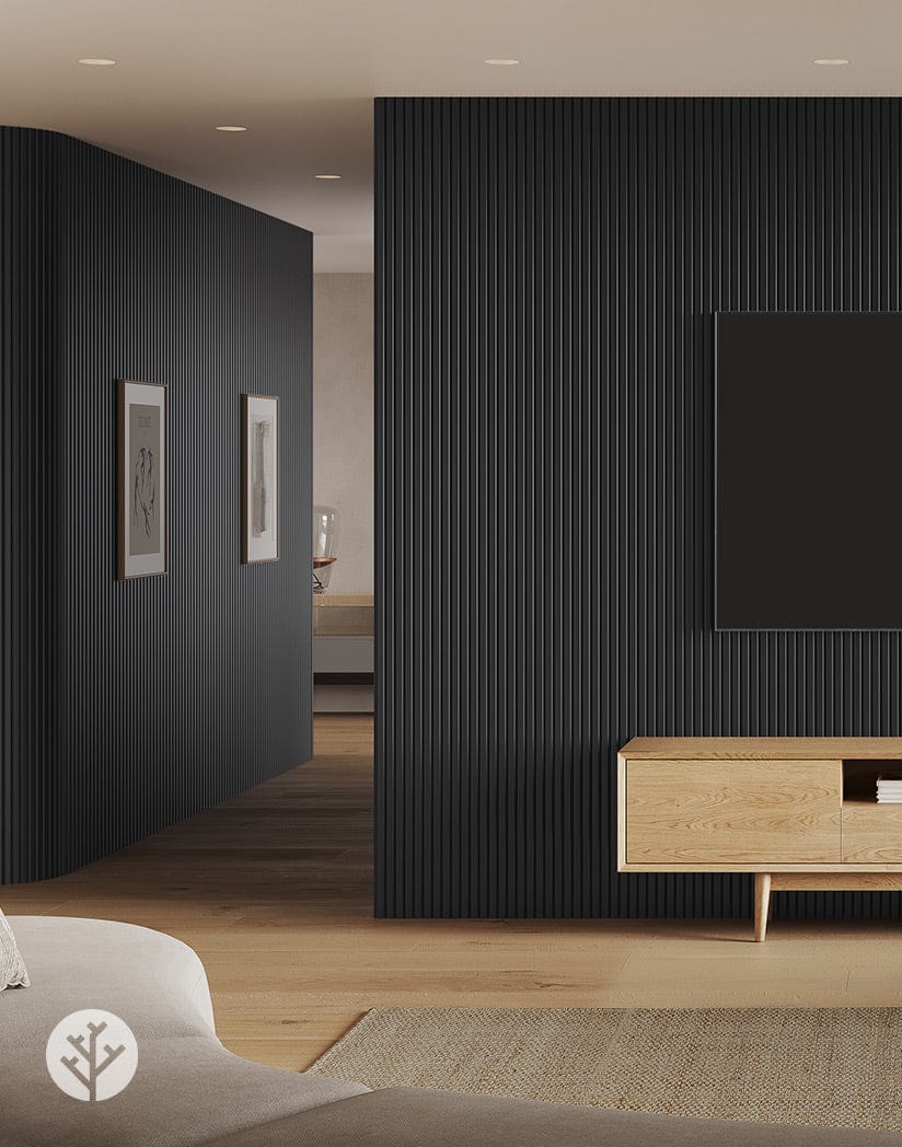 Flutto™ Black Slat Flexible Tambour Panels