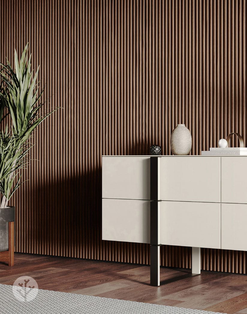 Walnut Ridge Fluted Tambour Wood Effect Wall Panels