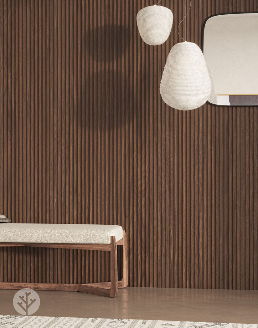 Walnut Slat Fluted Tambour Wood Effect Wall Panels
