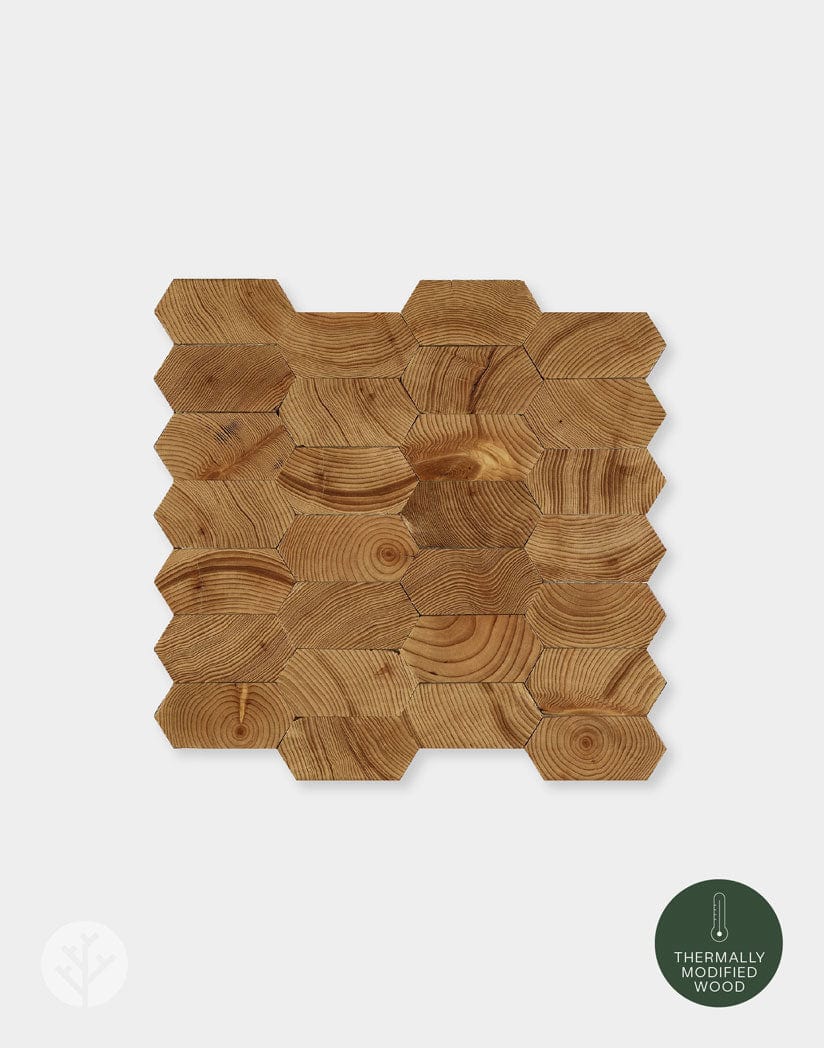 Geometrical Honeycomb Natural Wood Mosaic Wall Panels