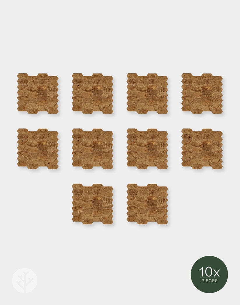Geometrical Honeycomb Natural Wood Mosaic Wall Panels