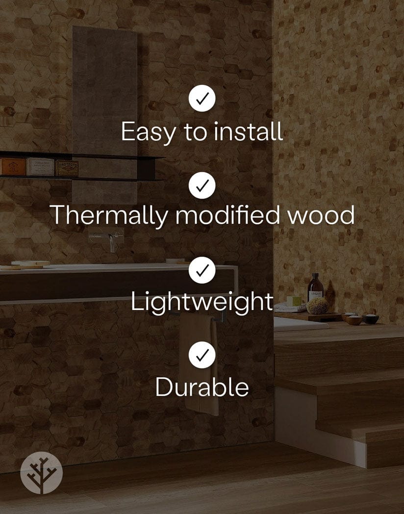 Geometrical Honeycomb Natural Wood Mosaic Wall Panels