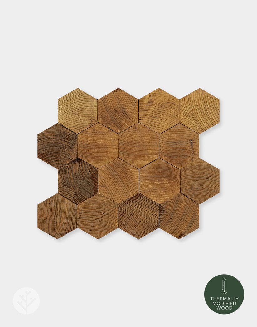 Geometrical Standard-Hex Natural Wood Mosaic Wall Panels