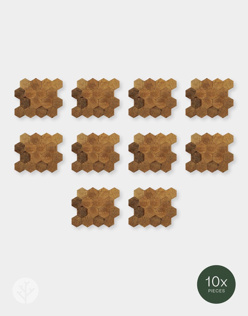 Geometrical Standard-Hex Natural Wood Mosaic Wall Panels