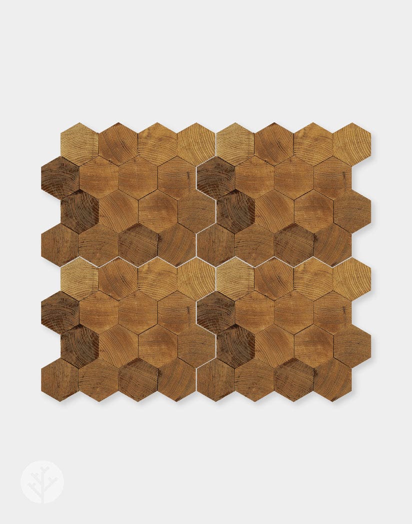 Geometrical Standard-Hex Natural Wood Mosaic Wall Panels