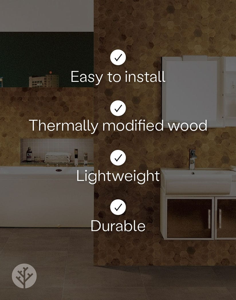 Geometrical Standard-Hex Natural Wood Mosaic Wall Panels