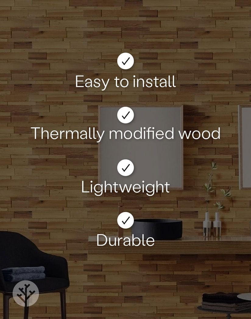 Stereo Linear Natural Wood Mosaic Wall Panels